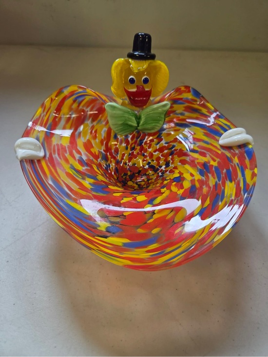 Murano Other - Murano art-glass hand-blown graffiti glass clown bowl made in Italy
